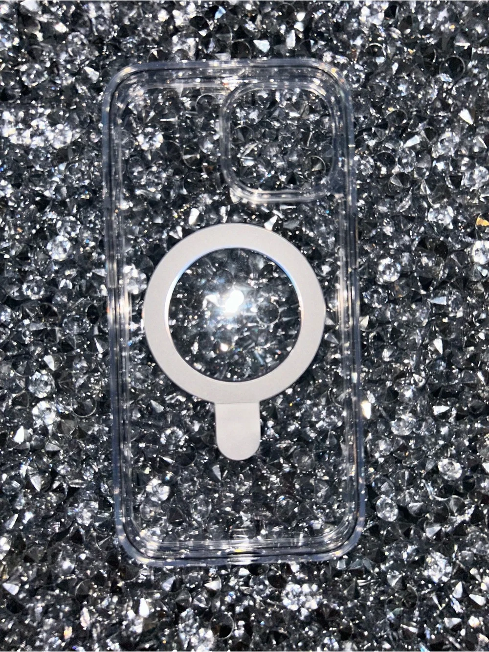 iPhone 15 Clear Phone Case with Silver Ring Stand